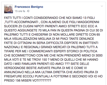 Il post di Francesco Benigno dopo le elezioni