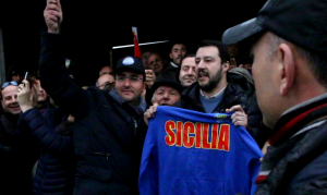 Matteo Salvini a Mineo - foto di Vincenzo Barbagallo