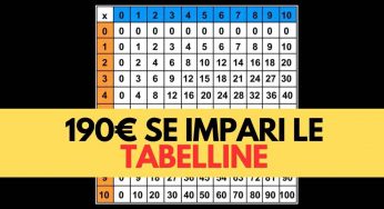 Ufficiale il Bonus Tabelline: te lo erogano solo se le conosci a memoria | 190€ bonificati immediatamente