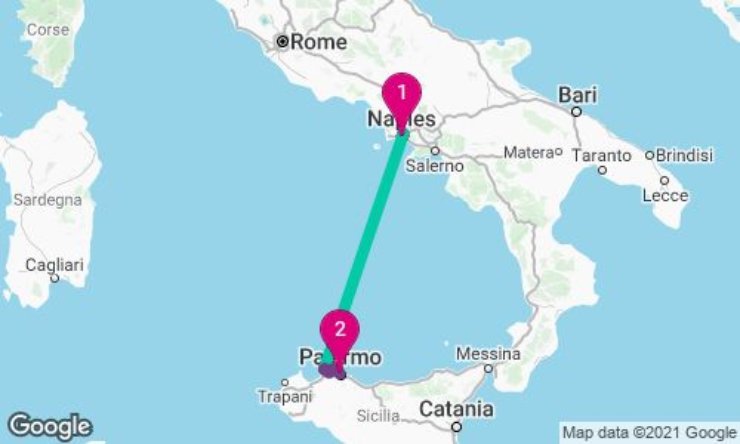 Napoli a Palermo (Google maps) - moralizzatore.it